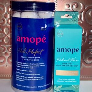 Amopé Pedi Perfect Foot Bath Bombs & Leg & Foot Daily Hydrating Serum 3.5 FL OZ